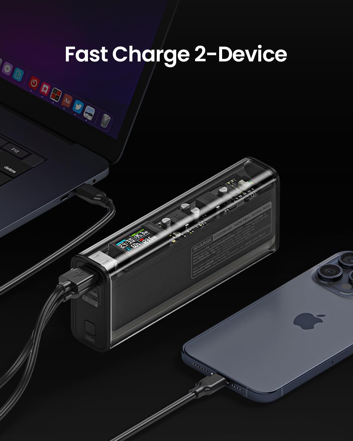 SHARGE Shargeek 140 Power Bank, 20000 mAh Transparent Power Bank